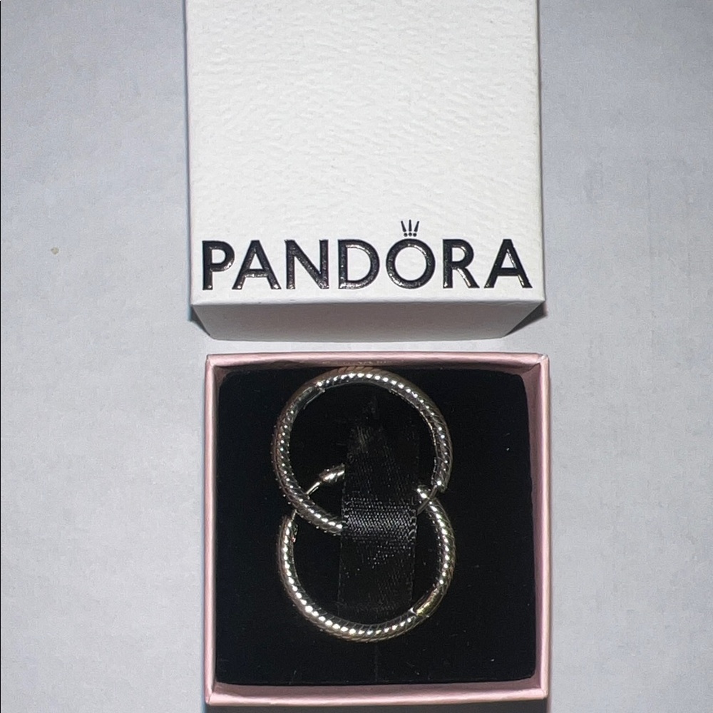 Pandora Silver Textured Hoop Earrings
